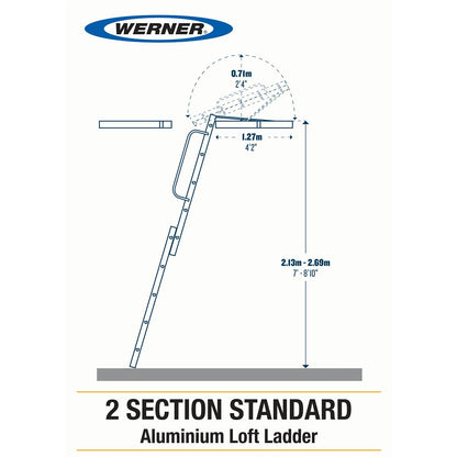 Werner 2-Section Aluminium Loft Ladder & Handrail