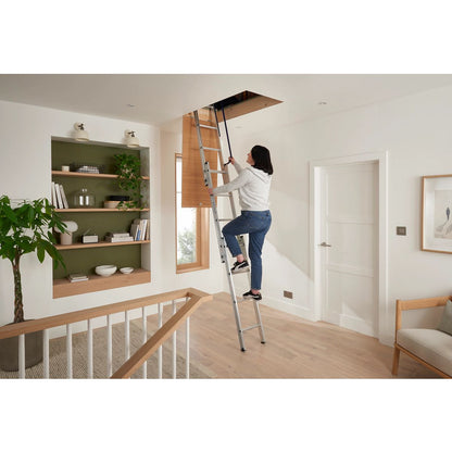 Werner 3-Section Aluminium Loft Ladder & Handrail - Easy Stow
