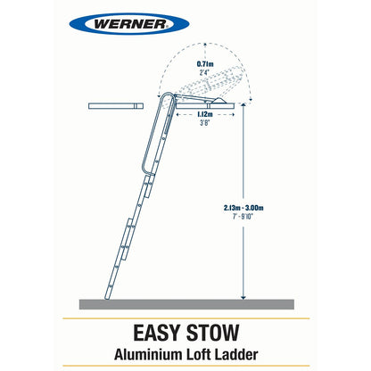 Werner 3-Section Aluminium Loft Ladder & Handrail - Easy Stow